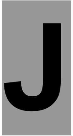 Ergo "J" Sign with Text in Black Color Aluminum 3cm 572410.0040