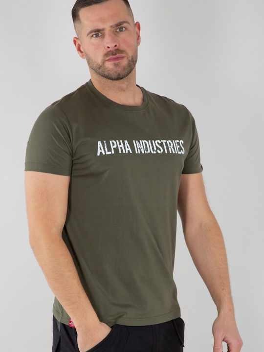 Alpha Industries Moto Ανδρικό T-shirt Χακί με Λογότυπο