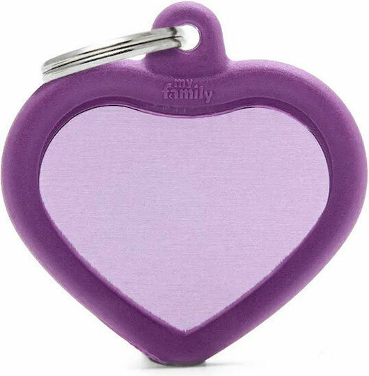 My Family Dog ID Heart Purple from Rubber