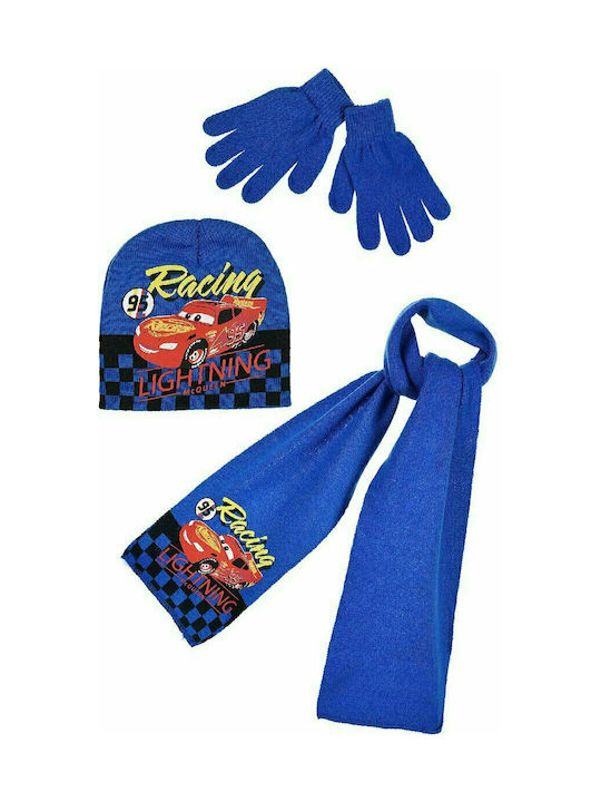 Sun City Kinder Mütze Set mit Schal & Handschuhe Gestrickt Blau