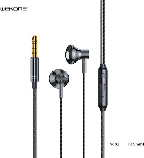 WK YC01 In-ear Handsfree με Βύσμα 3.5mm Γκρι