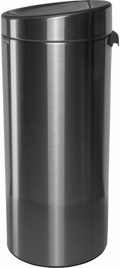 Brabantia Κάδος Touch New Απορριμμάτων Μεταλλικός Push Μαύρος 30lt