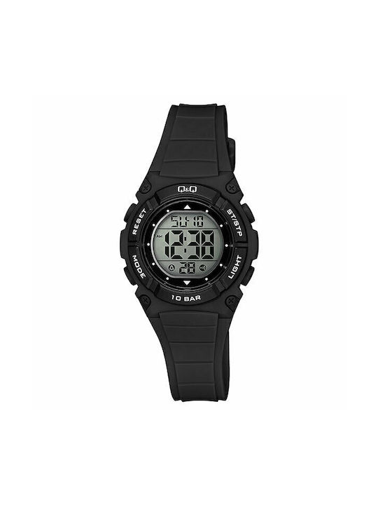 Q&Q Digital Watch Battery with Black Rubber Strap