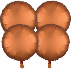 Set of 4 Balloons Foil Orange Round Satin Luxe