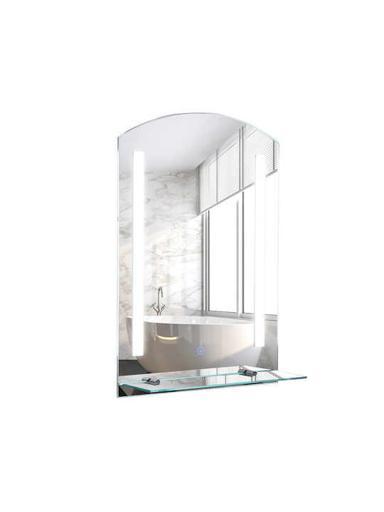 Kleankin 834-057 Semicircular Bathroom Mirror Made of Metal with Shelf & LED Light 15.1x50cm