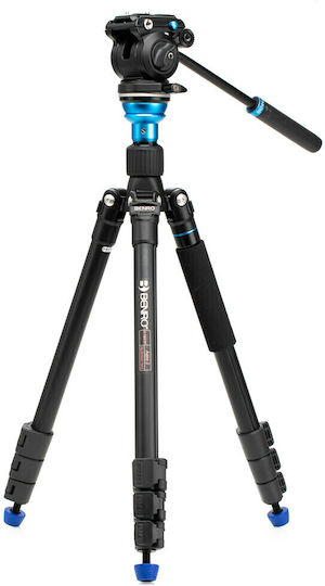 Benro Aero 2 PRO Aluminium Reise Videostative mit Flip Locks aus Aluminium mit Hydraulischer Kopfart und Maximaler Belastung von 2,5kg bis 165,1cm