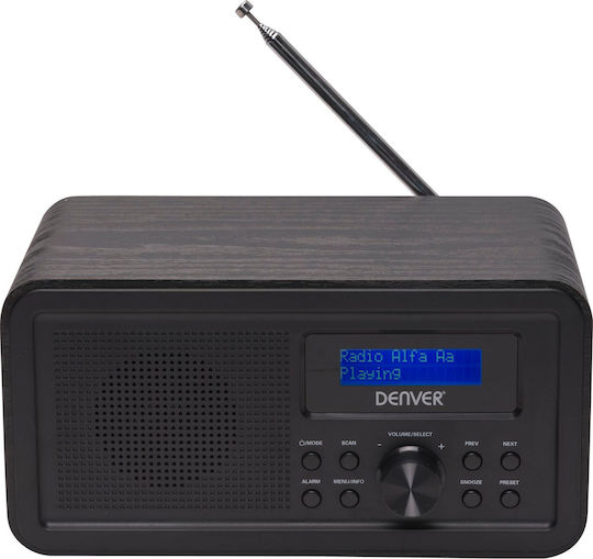 Denver DAB-30 Light Wood Επιτραπέζιο Ραδιόφωνο Ρεύματος / Μπαταρίας DAB+ Μαύρο