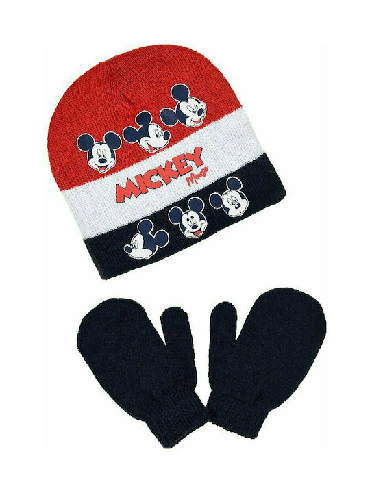 Sun City Kids Beanie Set with Gloves Fabric Red