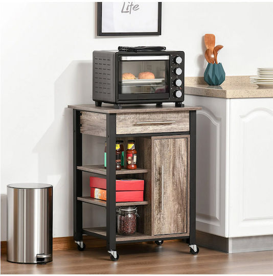 HomCom Wooden Kitchen Trolley 5 Tiers Brown 60x50x84.5cm