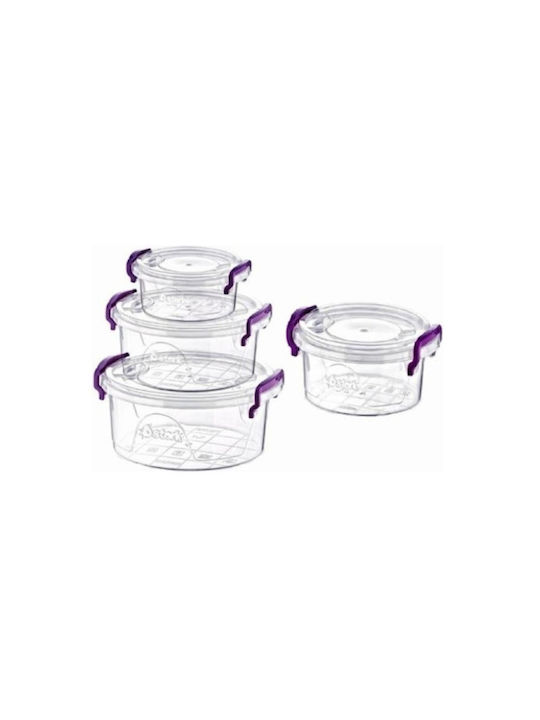 Sterk Φαγητοδοχειο Στρογγυλο Σετ Δοχεία Φαγητού Πλαστικά Μωβ 4τμχ