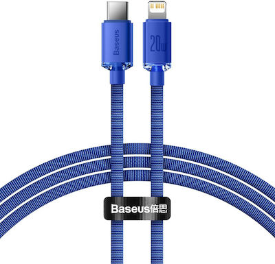 Baseus Crystal Shine Împletit USB-C la Cablu Lightning 20W Albastru 1.2m (CAJY000203)