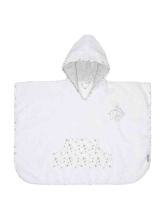 Bebejou Hooded Baby Poncho Ollie White