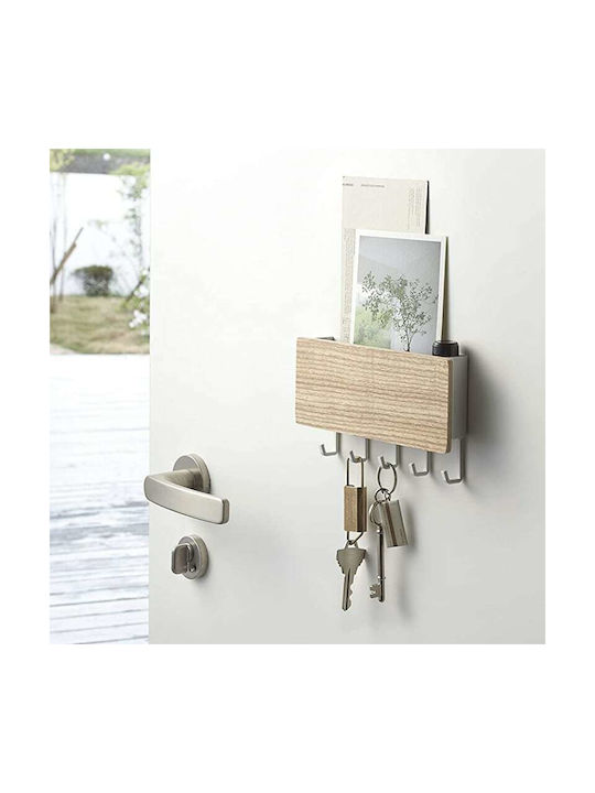 Yamazaki Wall Key Holder Metallic White 5 positions 18x3x9.5cm