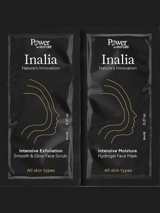 Inalia Face Scrub & Hydrogel Mask Комплект за грижа за кожата за Хидратация & Блясък