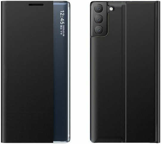 Hurtel Sleep Smart Window Book Δερματίνης Μαύρο (Galaxy S21 FE 5G)