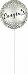 Balloon Foil Graduation Round Silver Congrats 46cm