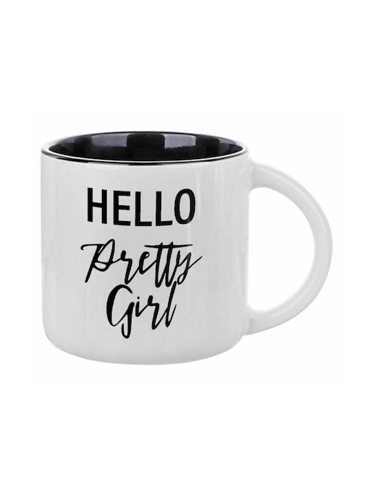 Hello pretty girl, Ceramic Mug 400ml White/Black