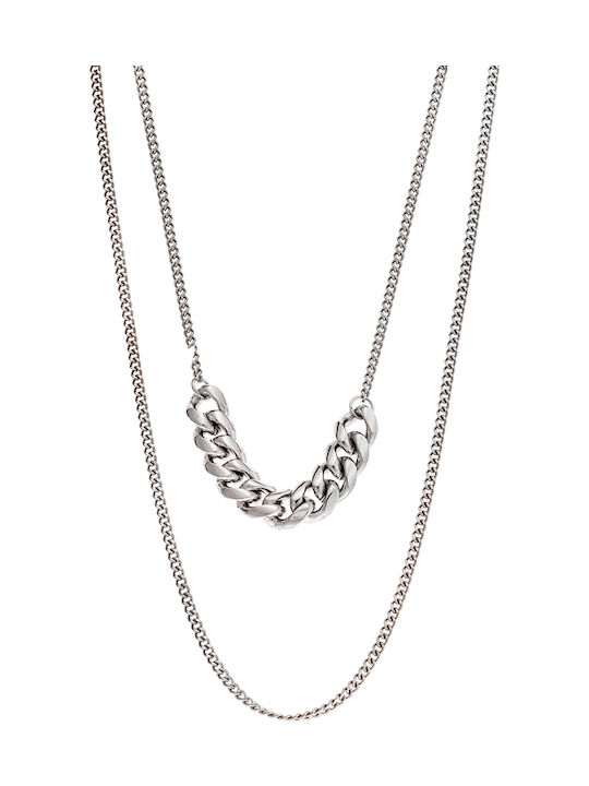 Puppis Double Necklace Made of Gold Plated Steel