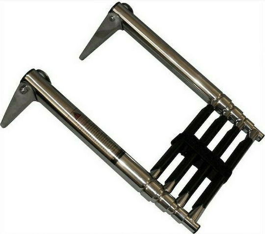 Sumar Scara de barcă cu 4 trepte Scara pliabilă din oțel inoxidabil cu 4 trepte, 114,5 x 25,4 cm