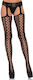 Leg Avenue Șosete Sexy Cu Dantelă Falsă Șnur Dublu Plasă Cusătură Spate 89208 Negre