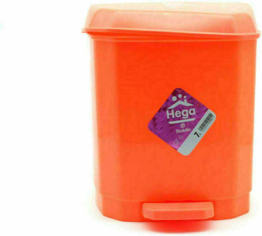 Hega Hogar D3-10 Πλαστικό Καλαθάκι Μπάνιου 7lt Πορτοκαλί