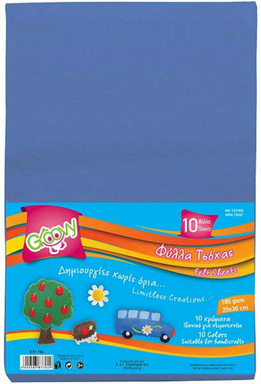 Groovy Felt 10 Sheets Felt Block 20x30cm Blue 10pcs 0.91.231 30x20cm