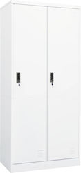 Metallic Two-Door Wardrobe with Divider & 4 Shelves Λευκή 80x50x180cm