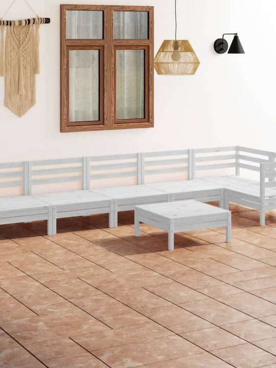 Outdoor Living Room Set 7 Pieces White