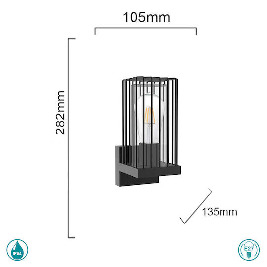 Sun Light Felinar de exterior montat pe perete E27 IP54 10.5x28.2εκ.
