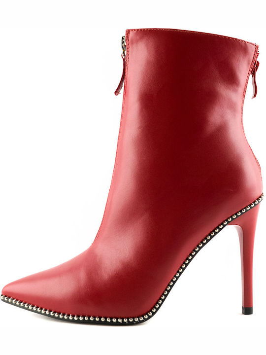 529 Women's Patent Leather Ankle Boots with High Heel Red