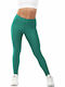 Bodymove Women's Long Training Legging Shiny & High Waisted Green