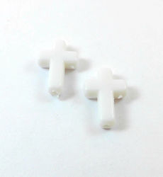 Acrylic bead cross 16x12mm/100 pcs White