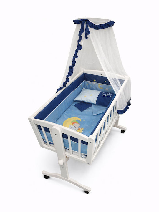 Beboulino Cradle Moon with Mattress and Wheels White