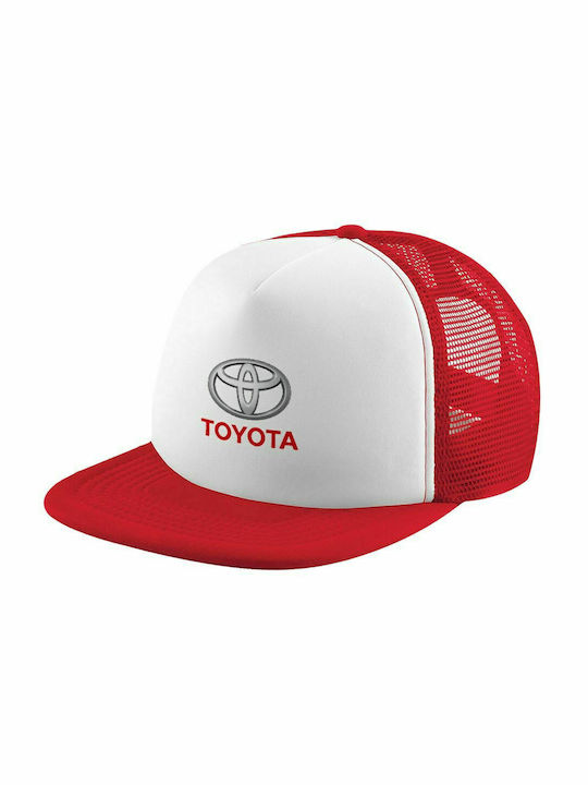 Toyota, Erwachsenen Soft-Trucker-Hut mit Mesh Rot/Weiß (POLYESTER, ERWACHSENE, UNISEX, EINHEITSGRÖßE)