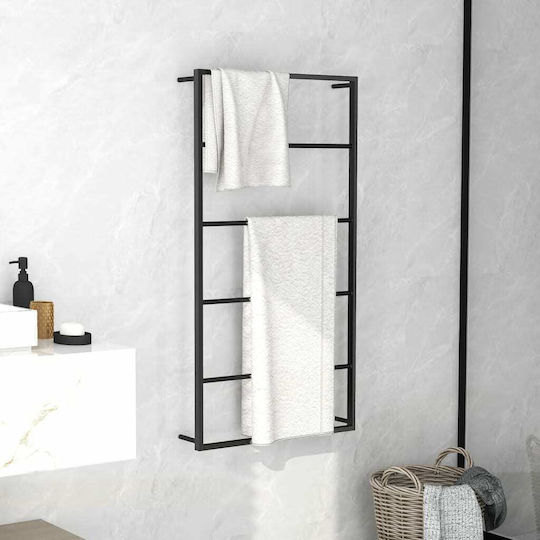 vidaXL Wall-Mounted Bathroom Ladder with 6 Positions ​60x116cm Black