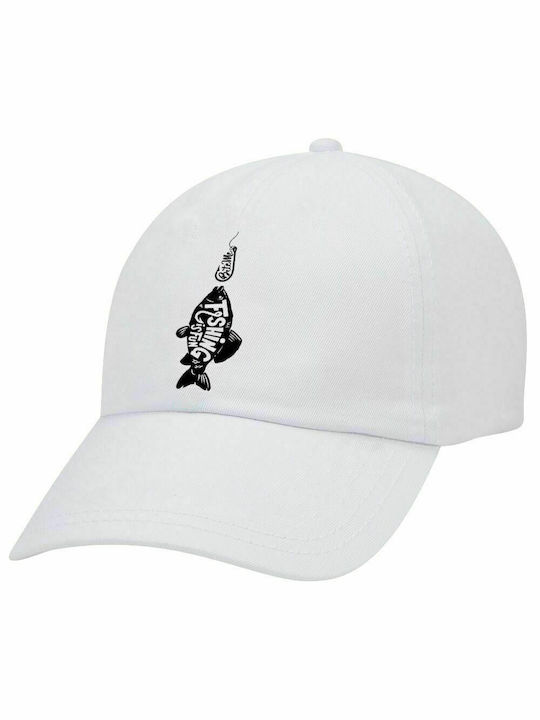 Fishing is fun, Adult Baseball Hat White 5-Panel (POLYESTER, ADULT, UNISEX, ONE SIZE)