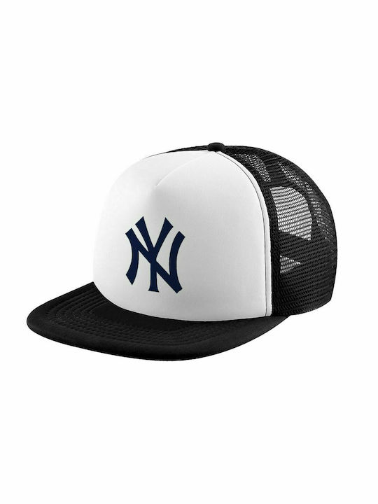 New York Erwachsene Weiche Trucker Mütze mit Netz Schwarz/Weiß (POLYESTER, ERWACHSENE, UNISEX, EINHEITSGRÖßE)