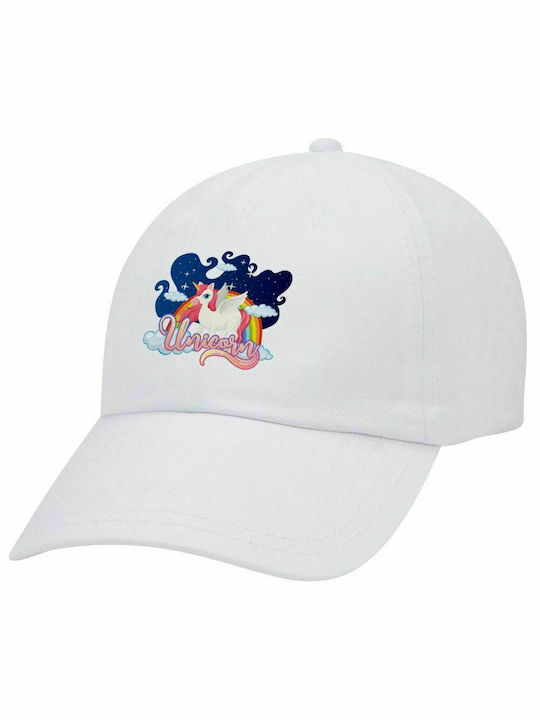 Einhorn, Erwachsene Baseballkappe Weiß 5-Panel (POLYESTER, ERWACHSENE, UNISEX, EINHEITSGRÖßE)