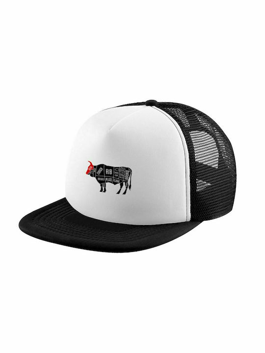 Erwachsenen Soft Trucker Hat mit Mesh Schwarz/Weiß (POLYESTER, ERWACHSENE, UNISEX, EINHEITSGRÖßE)