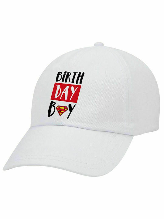 Birth day Boy (superman), Adult Baseball Cap White 5-panel (POLYESTER, ADULT, UNISEX, ONE SIZE)