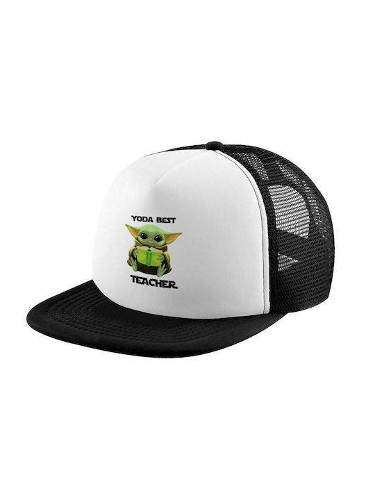 Yoda Bester Lehrer, Erwachsener Weicher Trucker Hut mit Netz Schwarz/Weiß (POLYESTER, ERWACHSENER, UNISEX, EINE GRÖßE)