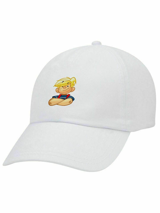 Dennis the Terrible, Adult Baseball Cap White 5-panel (POLYESTER, ADULT, UNISEX, ONE SIZE)