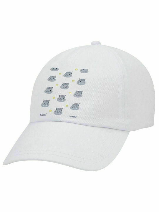 Hippo, Erwachsene Baseballkappe Weiß 5-Panel (POLYESTER, ERWACHSENE, UNISEX, EINHEITSGRÖßE)