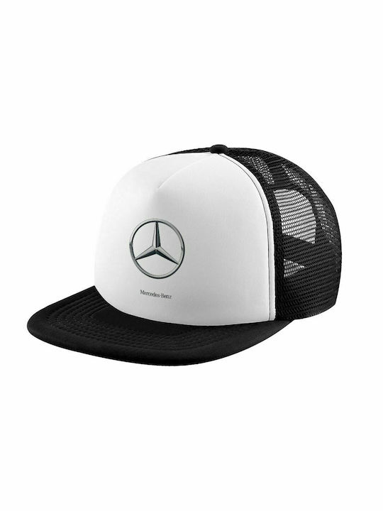 Mercedes, Erwachsene Weiche Trucker-Kappe mit Netz Schwarz/Weiß (POLYESTER, ERWACHSENE, UNISEX, EINHEITSGRÖßE)