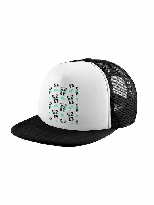 Panda, Erwachsenen Soft Trucker Hut mit Mesh Schwarz/Weiß (POLYESTER, ERWACHSENE, UNISEX, EINHEITSGRÖßE)