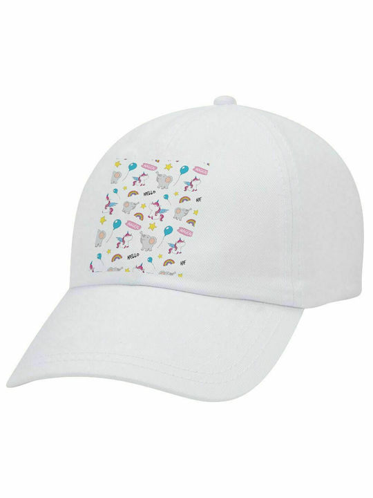 Glückliche Wolken Doodle, Erwachsenen Baseballkappe Weiß 5-Panel (POLYESTER, ERWACHSENE, UNISEX, EINHEITSGRÖßE)