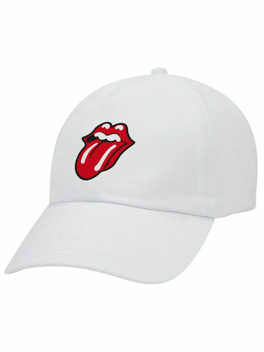 Rolling Stones Kiss, Erwachsenen Baseballkappe Weiß 5-Panel (POLYESTER, ERWACHSENE, UNISEX, EINHEITSGRÖßE)
