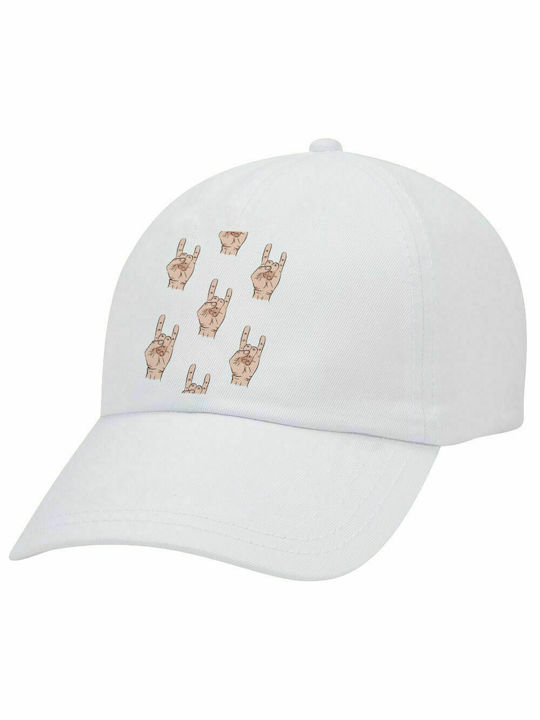 Rock Hände, Erwachsene Baseballkappe Weiß 5-Panel (POLYESTER, ERWACHSENE, UNISEX, EINHEITSGRÖßE)