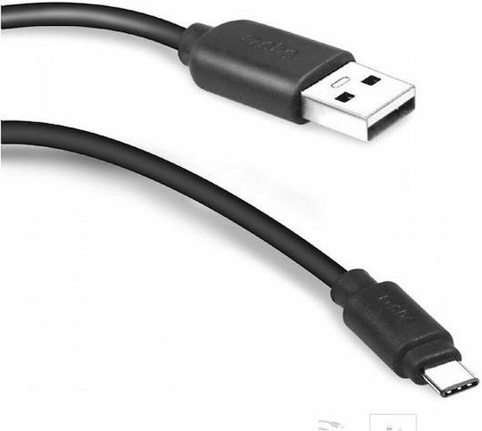 SBS Braided USB 2.0 Cable USB-C male - USB-A Μαύρο 1.5m TECABLEMICROC30K