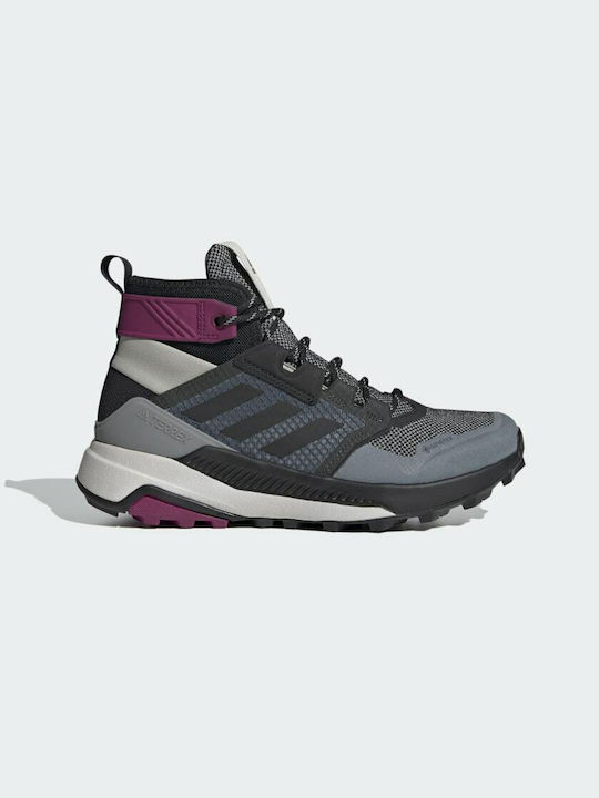 Adidas Trailmaker Mid Grey Γυναικεία Ορειβατικά Μποτάκια Αδιάβροχα με Μεμβράνη Gore-Tex Metal Grey / Core Black / Power Berry